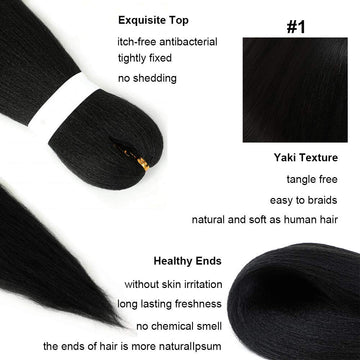 26 Inch Pre Stertched Braids Hair Yaki Texture Easy Braid Synthetic Hair Extensions For Twist Braids